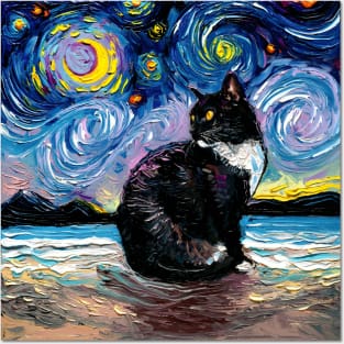 Black Tuxedo Cat Night 2 Posters and Art